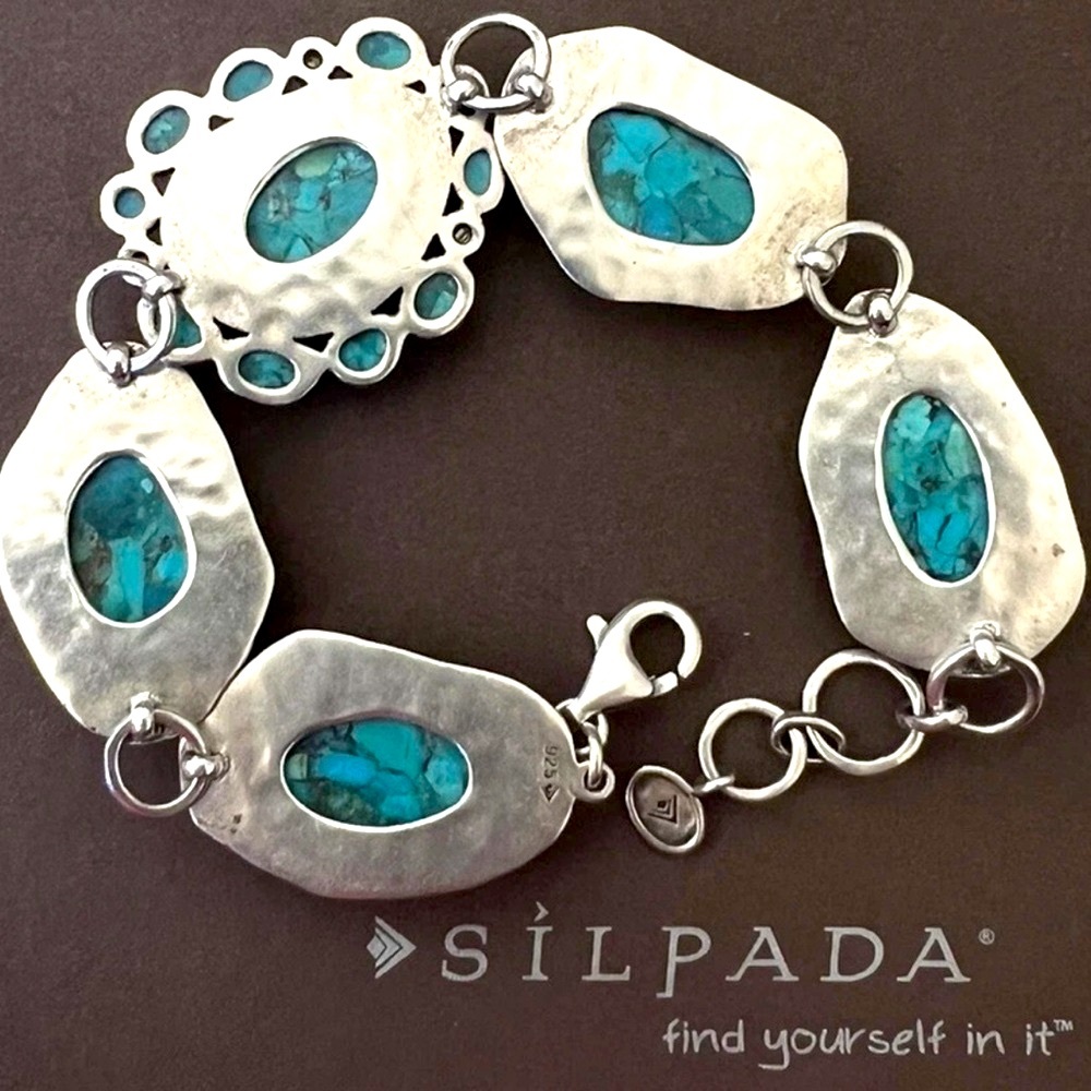 Silpada Sterling Silver, Turquoise & Brass 
“Santa Fe'” Bracelet - Picture 7 of 11